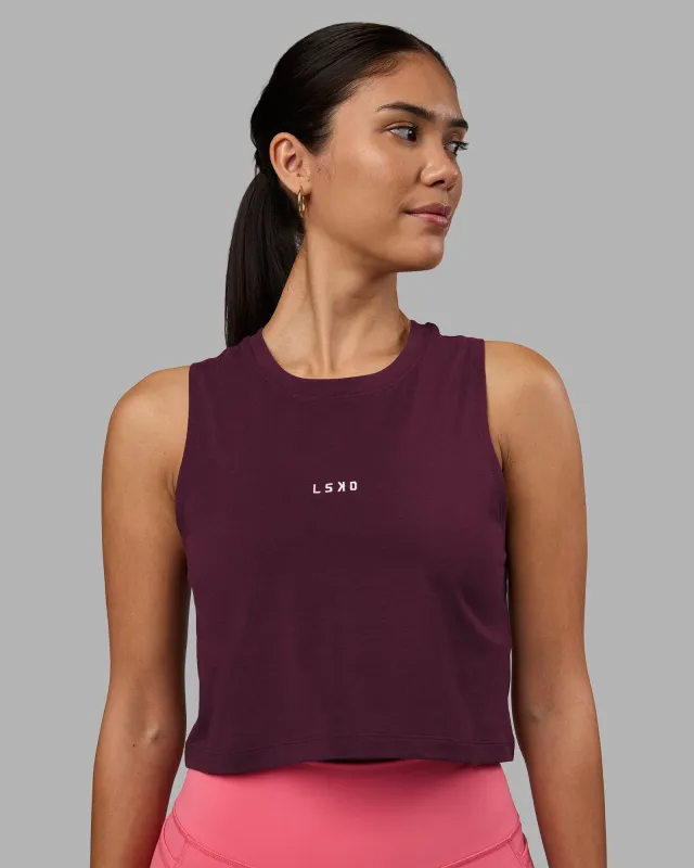 Go-To FLXCotton Tank - Cherry Lacquer-White sold by LSKD