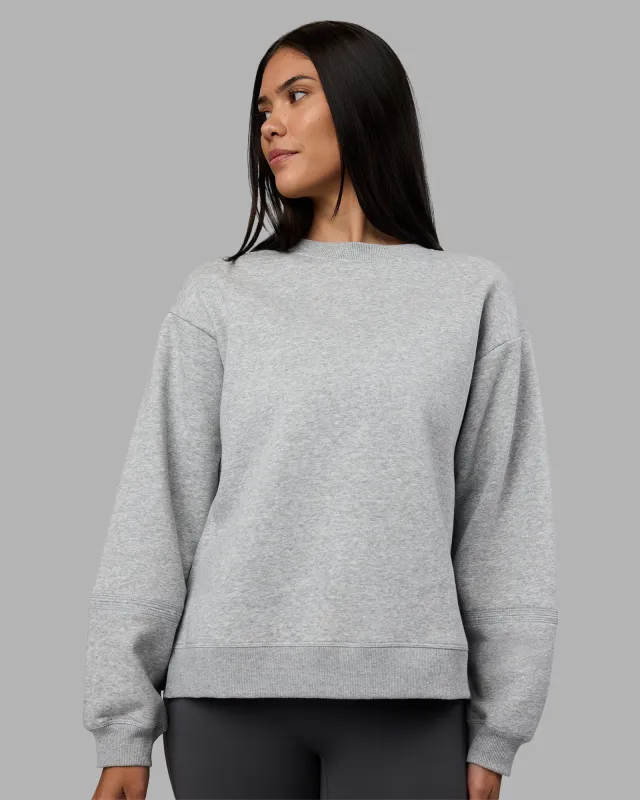 Full Form Fleece Sweater with Side Slits - Marl Grey sold by LSKD