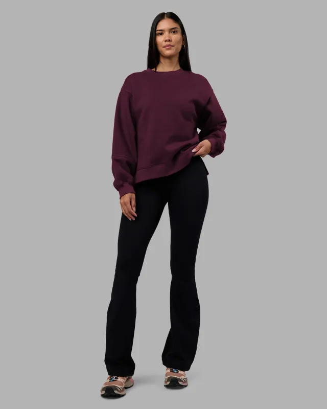 Full Form Fleece Sweater with Side Slits - Cherry Lacquer sold by LSKD