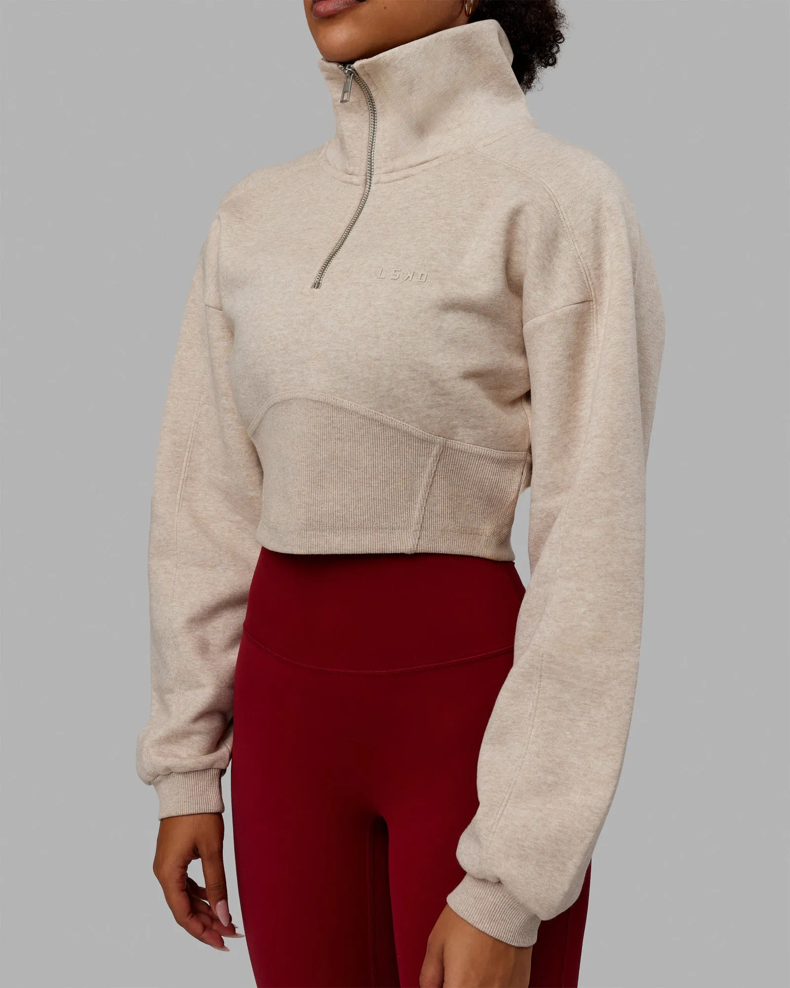 Thrive Corset 1/4 Zip Sweater - Oatmeal Marl sold by LSKD product image thumbnail 5