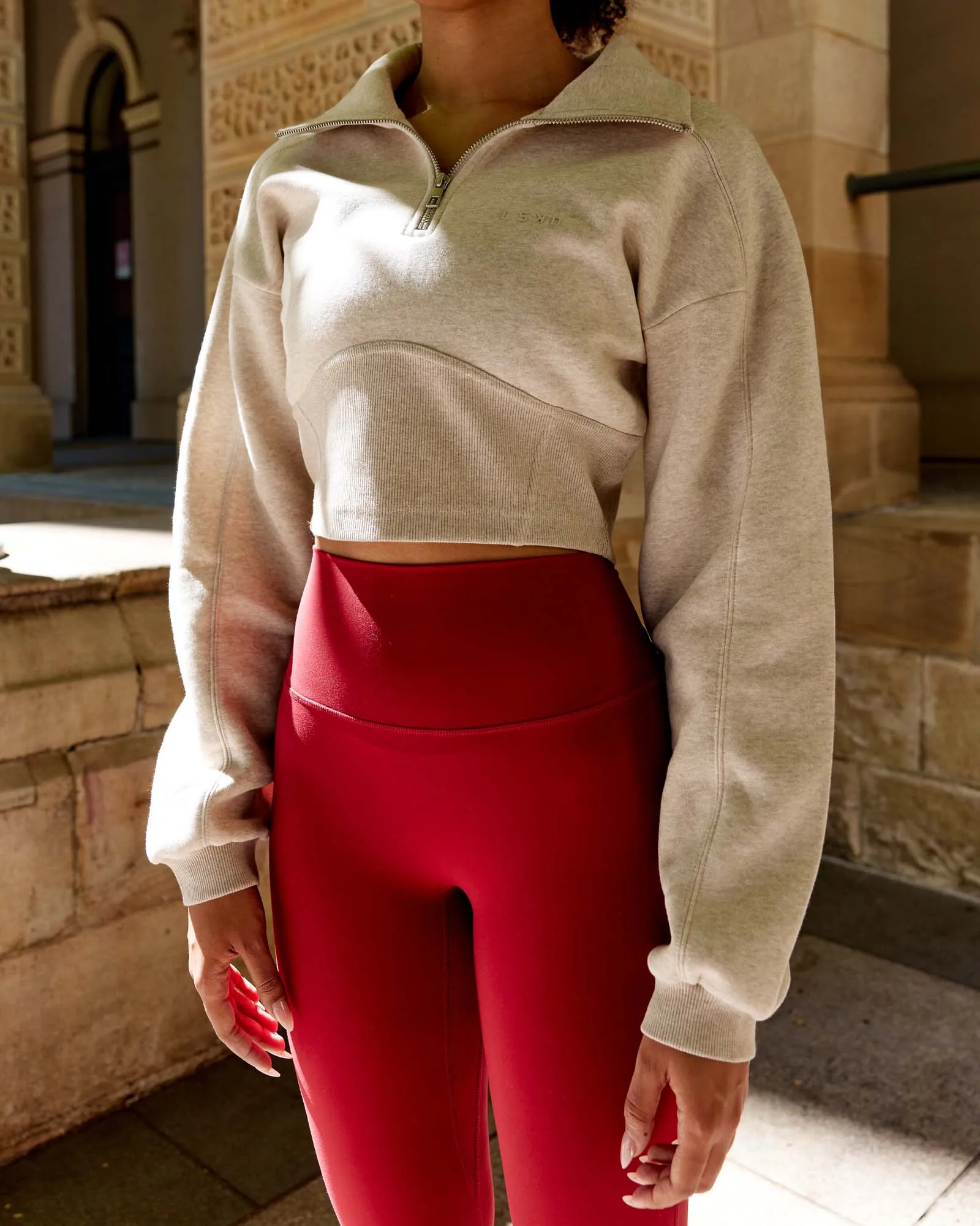 Thrive Corset 1/4 Zip Sweater - Oatmeal Marl sold by LSKD product image thumbnail 4