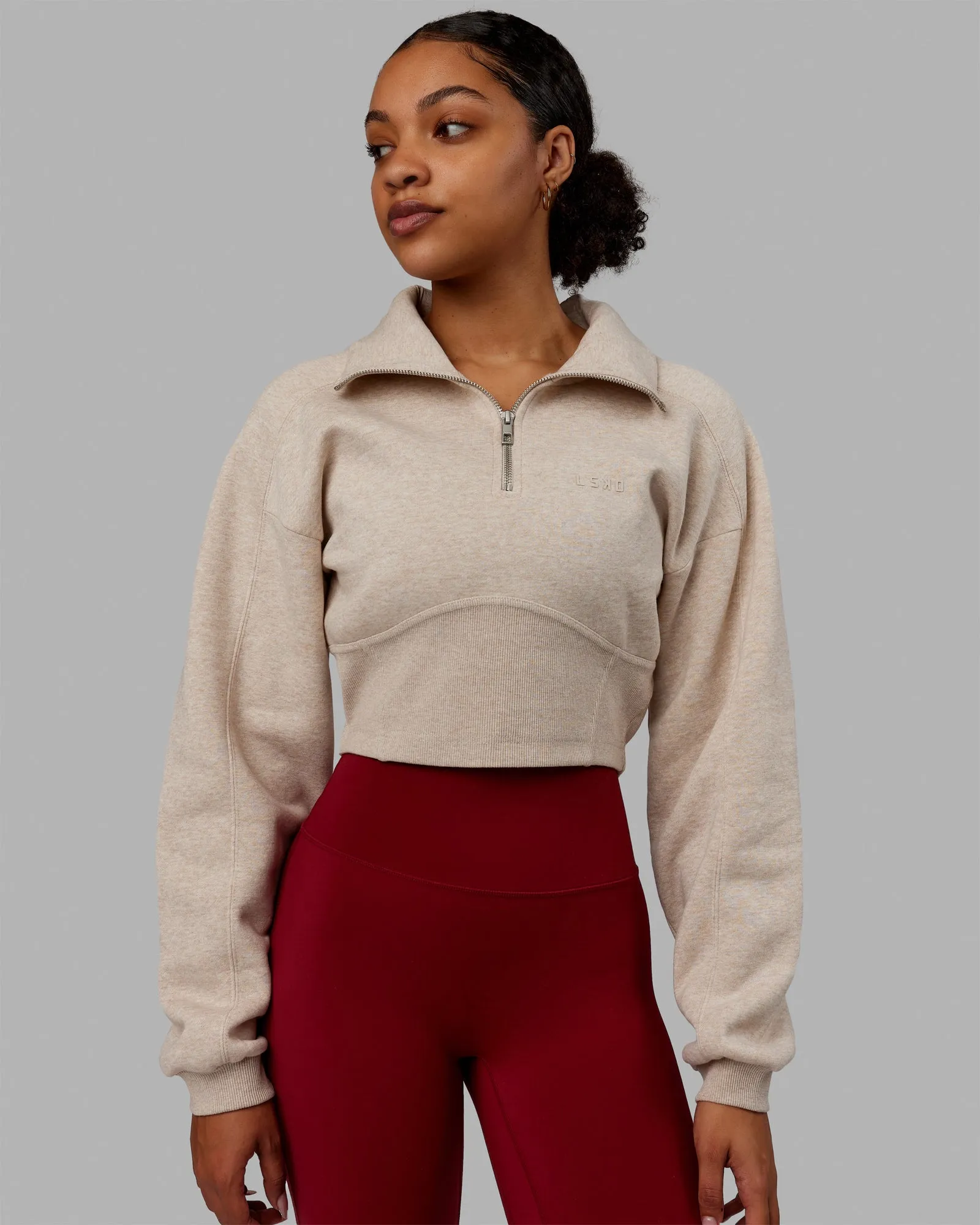 Thrive Corset 1/4 Zip Sweater - Oatmeal Marl sold by LSKD