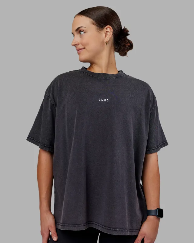 Go-To FLXCotton Oversized Tee - Black Washed-White sold by LSKD