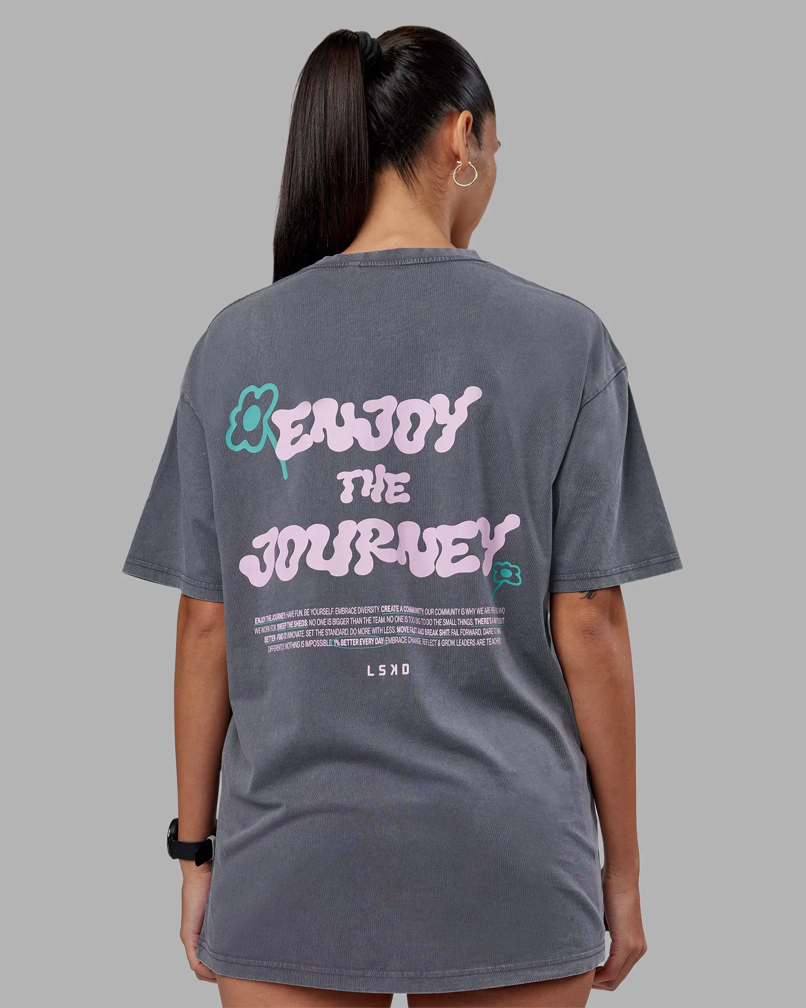 ETJ Values FLXCotton Oversize Tee - Dark Grey Washed-Pink sold by LSKD product image thumbnail 3