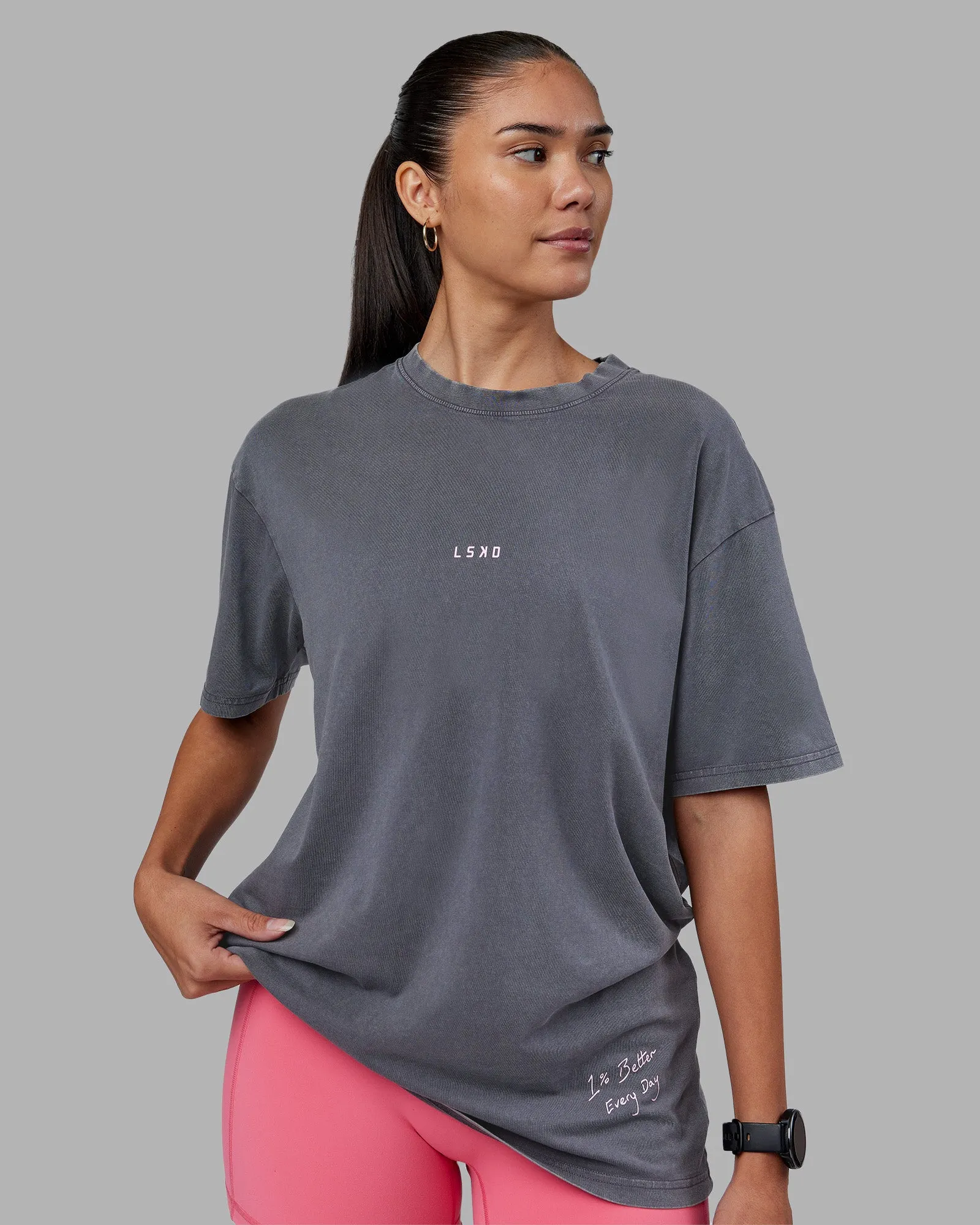 ETJ Values FLXCotton Oversize Tee - Dark Grey Washed-Pink sold by LSKD product image thumbnail 4