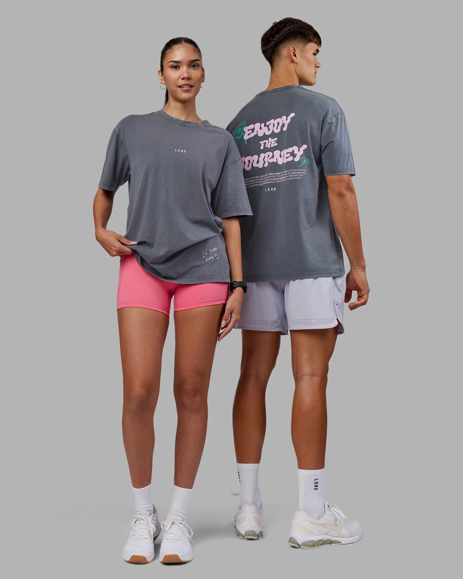 ETJ Values FLXCotton Oversize Tee - Dark Grey Washed-Pink sold by LSKD