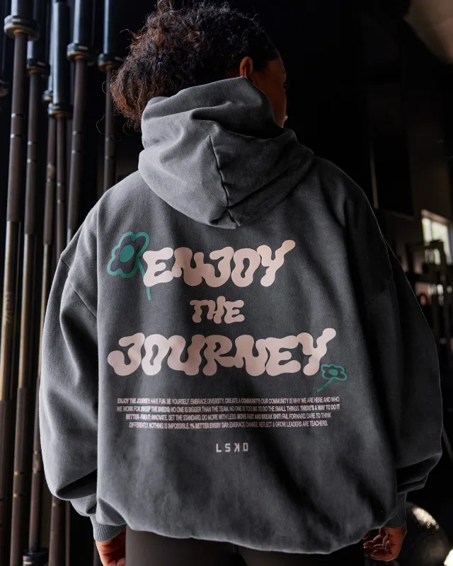 ETJ Values Washed Unisex Oversize Hoodie - Dark Storm-Light Bubblegum sold by LSKD