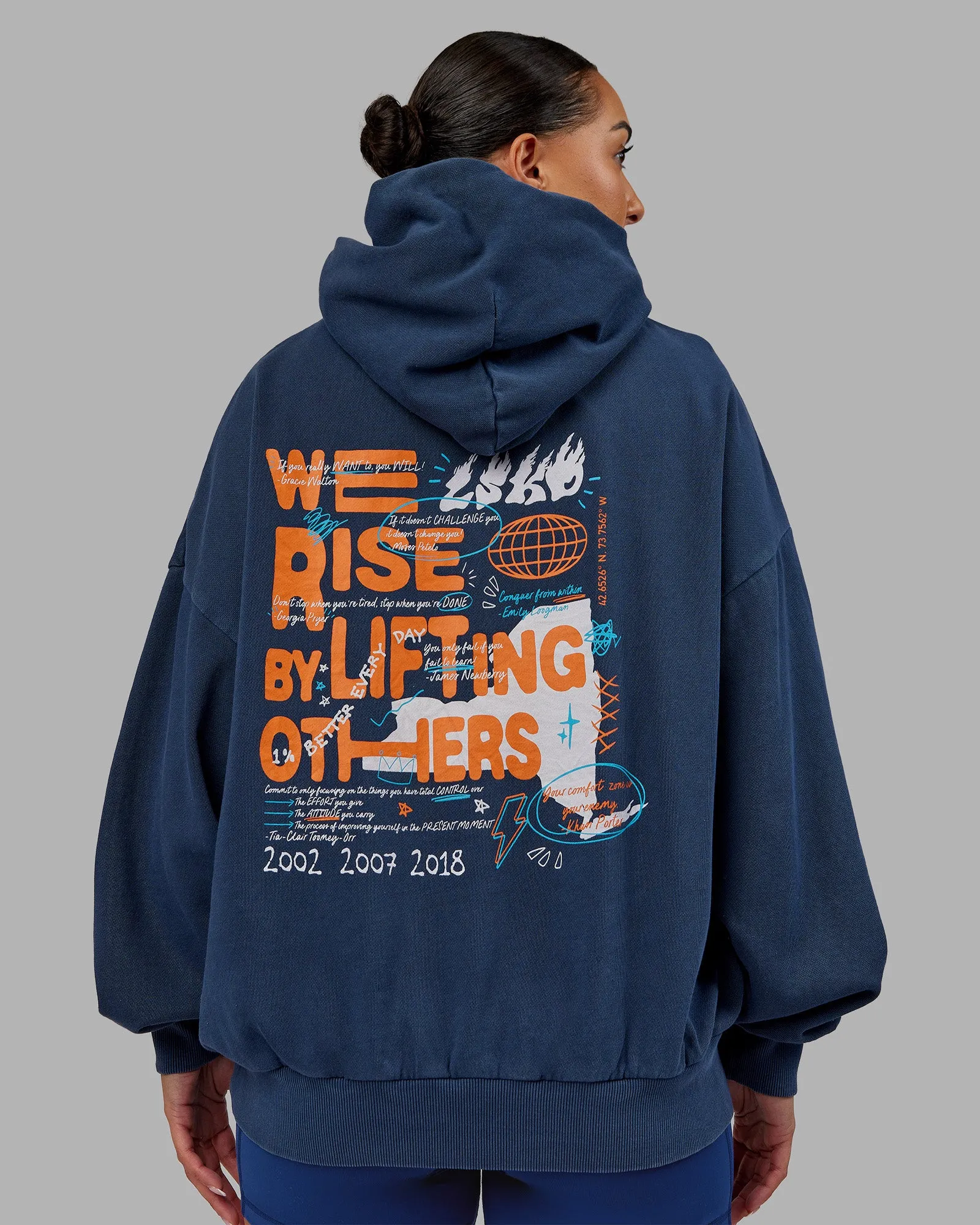 NY25 Washed Oversized Hoodie - Future Navy-Ultra Orange sold by LSKD product image thumbnail 2