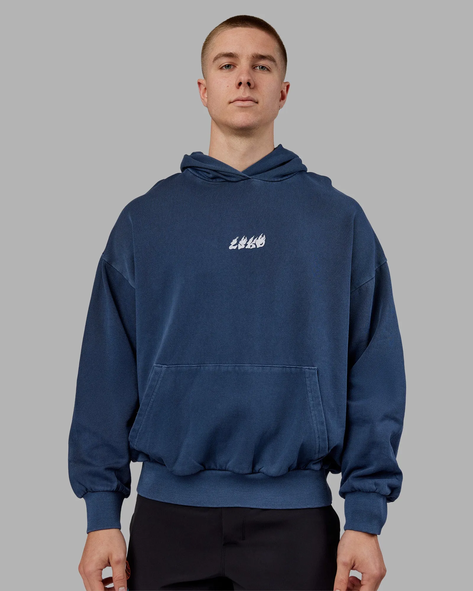 NY25 Washed Oversized Hoodie - Future Navy-Ultra Orange sold by LSKD product image thumbnail 3