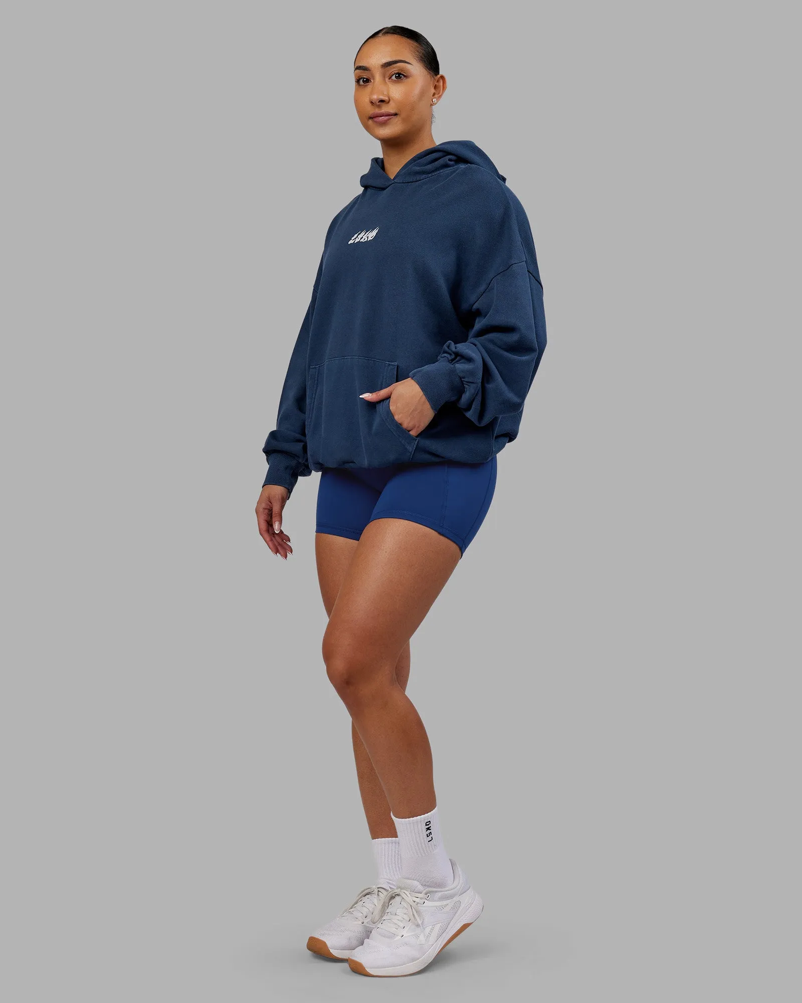 NY25 Washed Oversized Hoodie - Future Navy-Ultra Orange sold by LSKD product image thumbnail 4