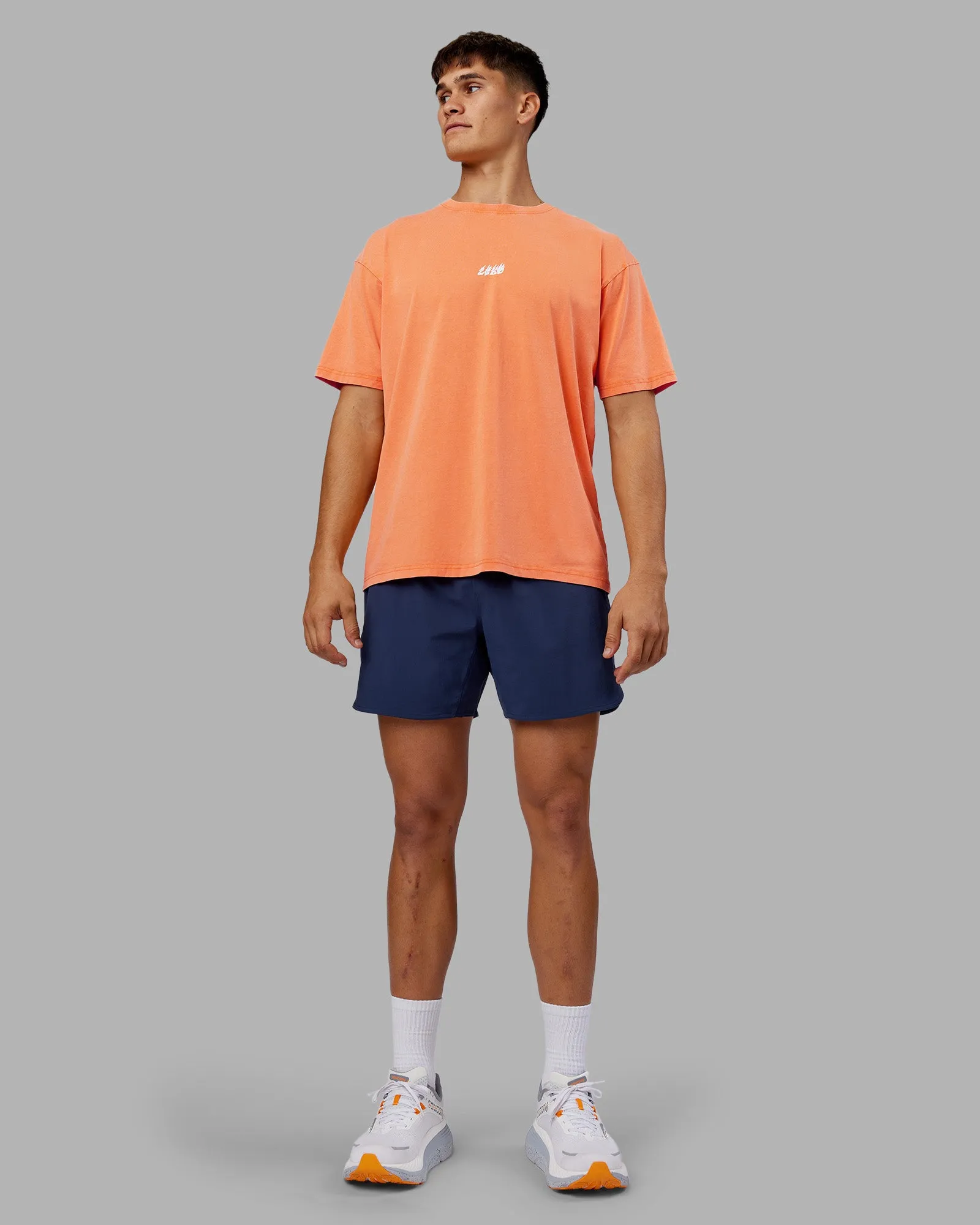 NY25 FLXCotton Oversized Tee - Vibrant Orange Washed-White sold by LSKD product image thumbnail 5