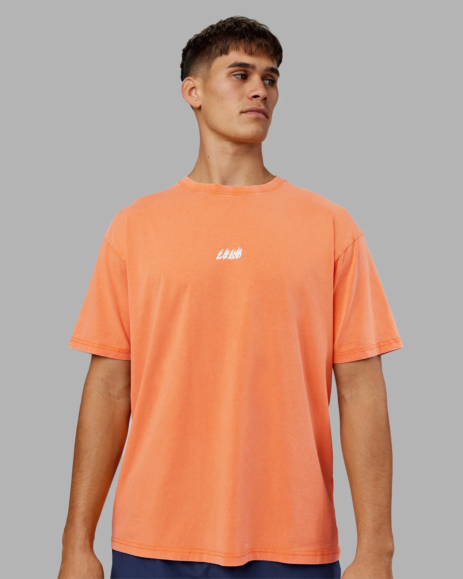 NY25 FLXCotton Oversized Tee - Vibrant Orange Washed-White sold by LSKD product image thumbnail 4