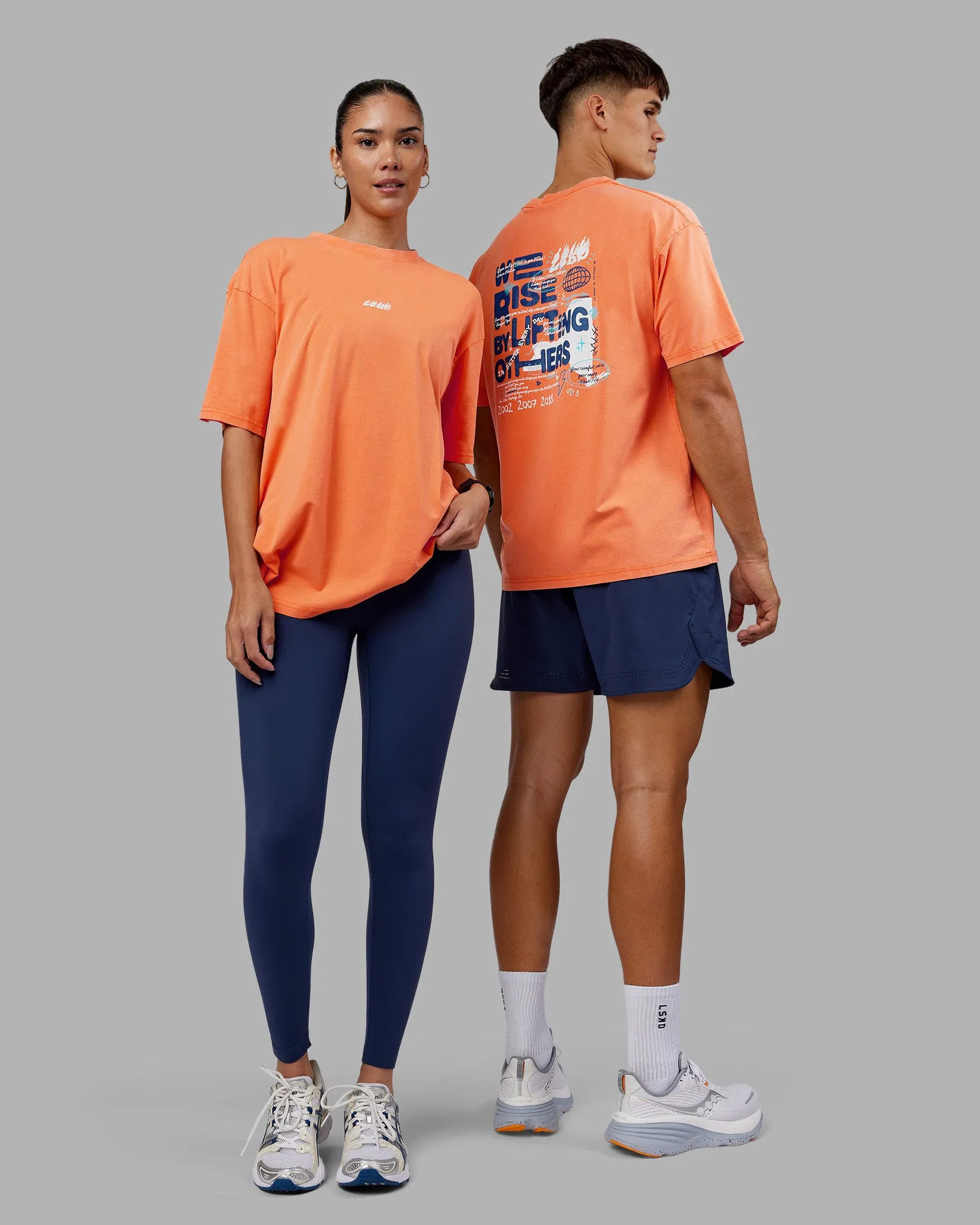 NY25 FLXCotton Oversized Tee - Vibrant Orange Washed-White sold by LSKD