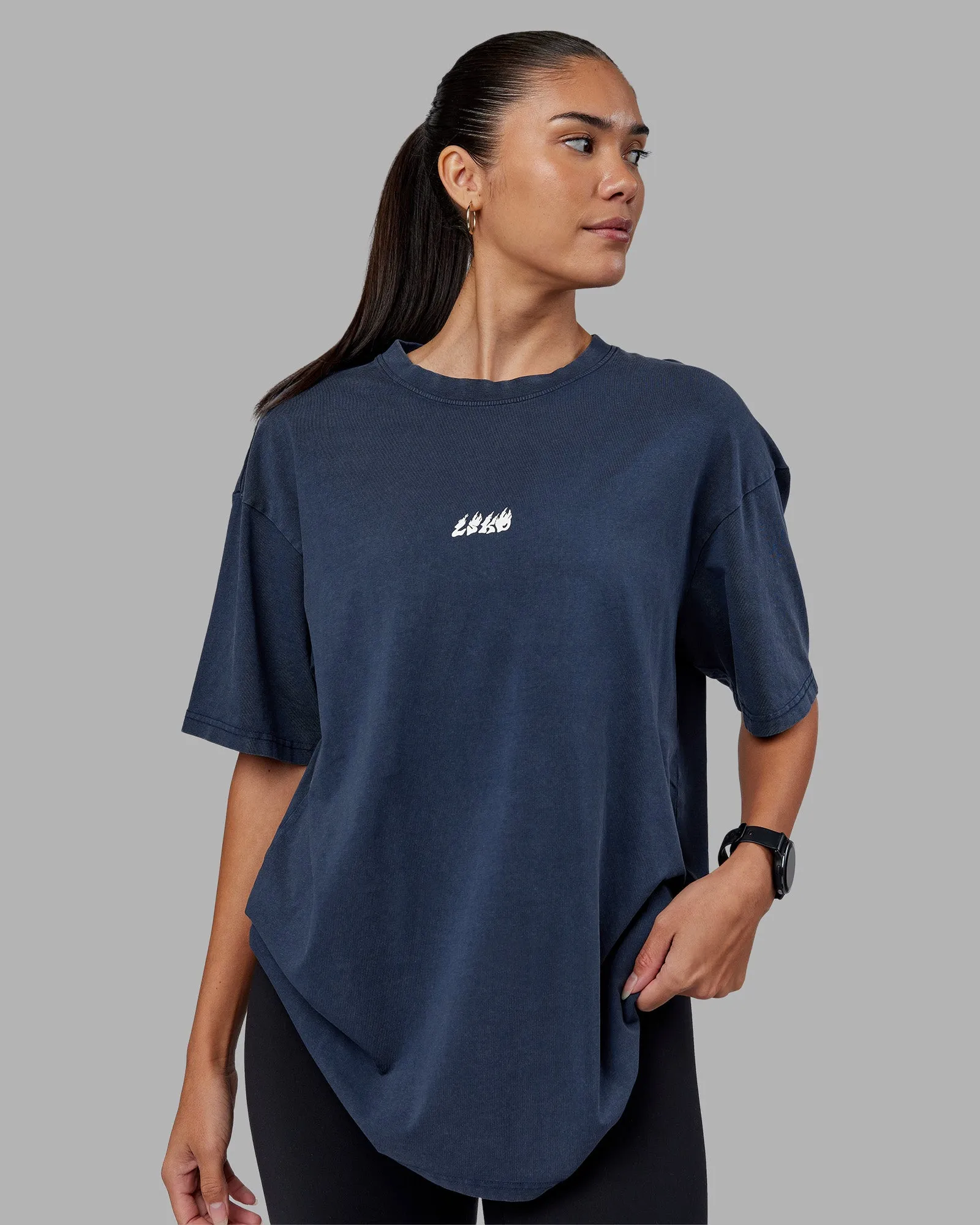 NY25 FLXCotton Oversized Tee - Future Navy Washed-Blue sold by LSKD product image thumbnail 3