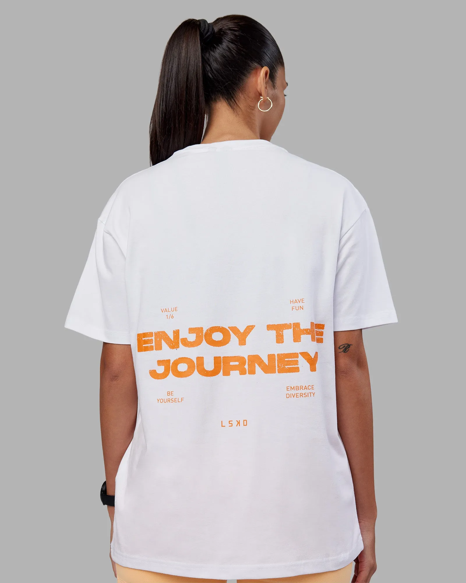 Enjoy the Journey Value Series FLXCotton Tee Oversize - White-Vibrant Orange sold by LSKD product image thumbnail 5