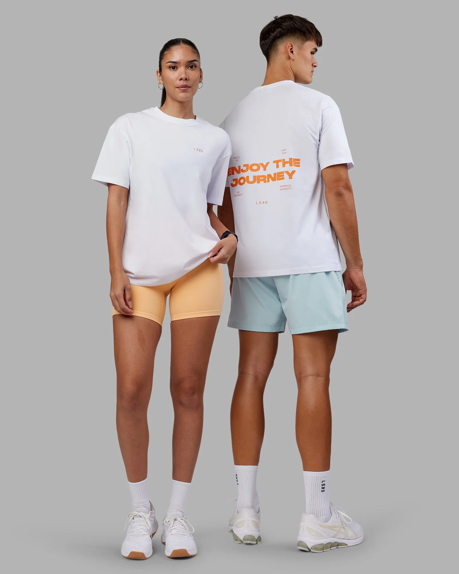 Enjoy the Journey Value Series FLXCotton Tee Oversize - White-Vibrant Orange sold by LSKD product image thumbnail 2