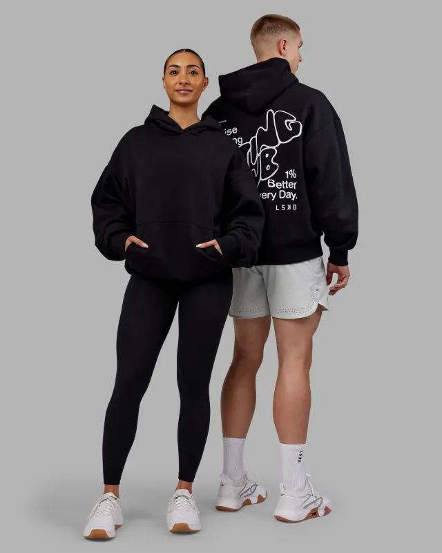 Rise & Lift Hoodie Oversized - Black-White sold by LSKD
