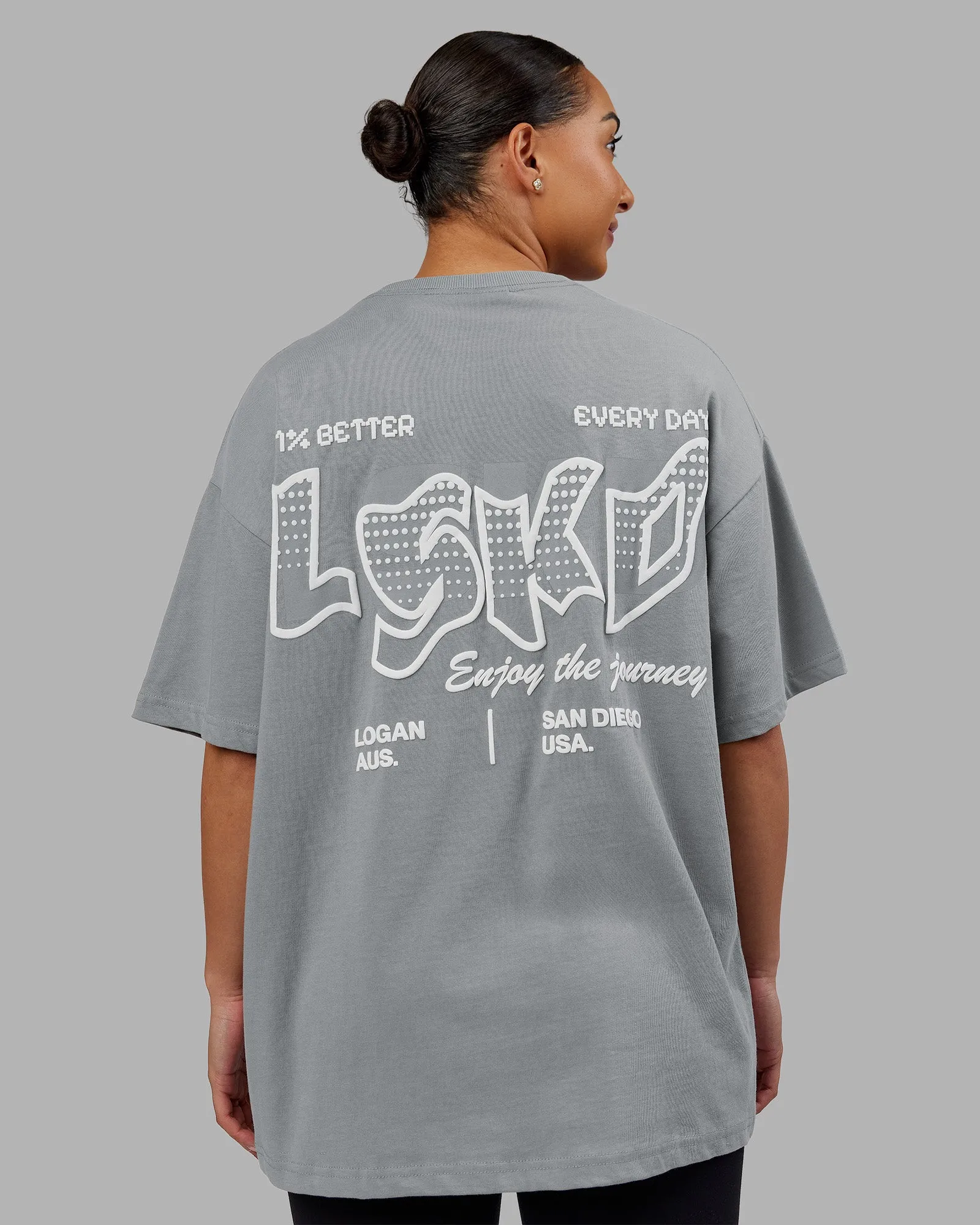 Time's Up Heavyweight Oversized Tee - Circular Grey-White sold by LSKD product image thumbnail 2
