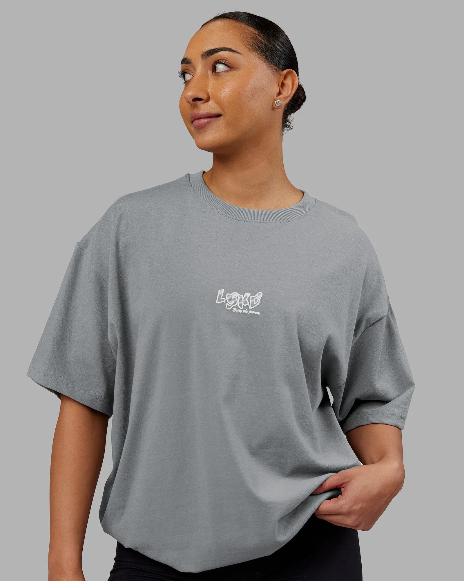 Time's Up Heavyweight Oversized Tee - Circular Grey-White sold by LSKD product image thumbnail 4