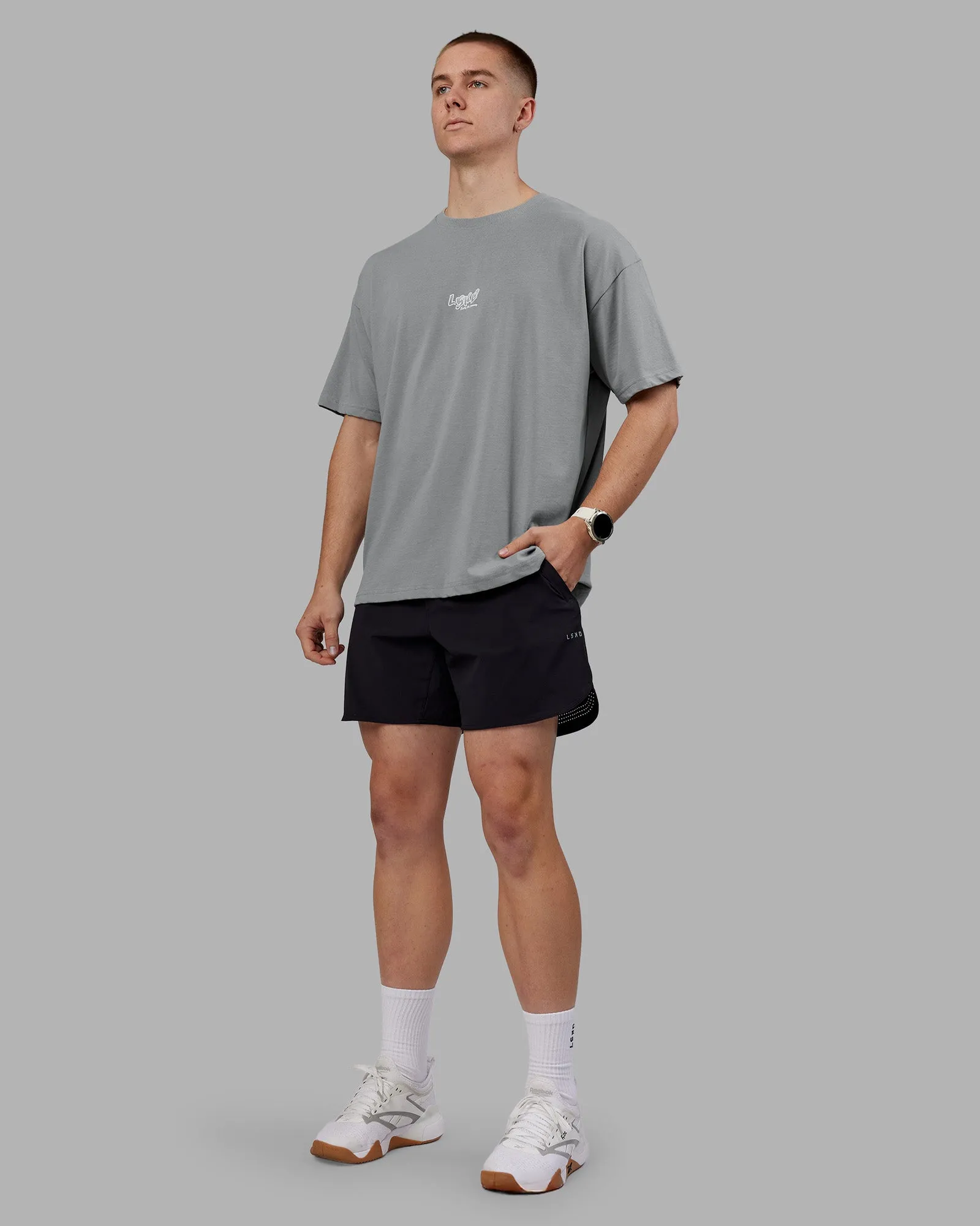 Time's Up Heavyweight Oversized Tee - Circular Grey-White sold by LSKD product image thumbnail 5