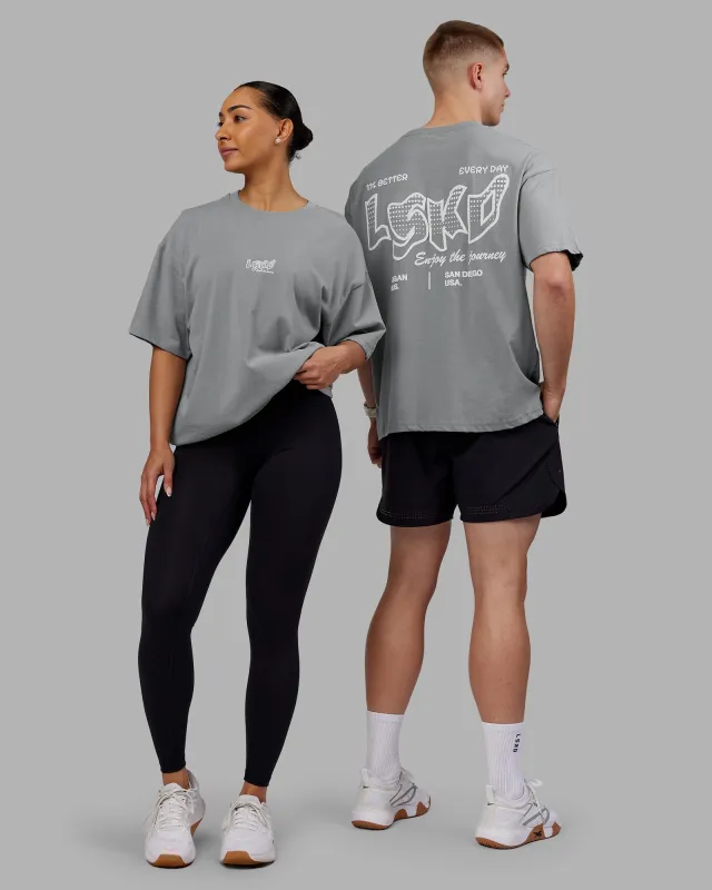 Time's Up Heavyweight Oversized Tee - Circular Grey-White sold by LSKD