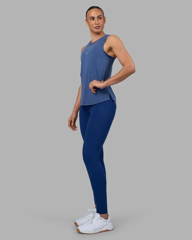 Go-To FLXCotton Longline Tank - Midnight Blue Washed-White sold by LSKD