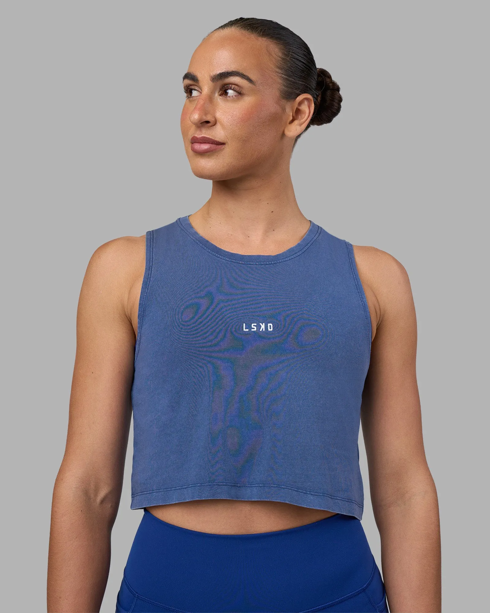 Go-To FLXCotton Tank - Midnight Blue Washed-White sold by LSKD