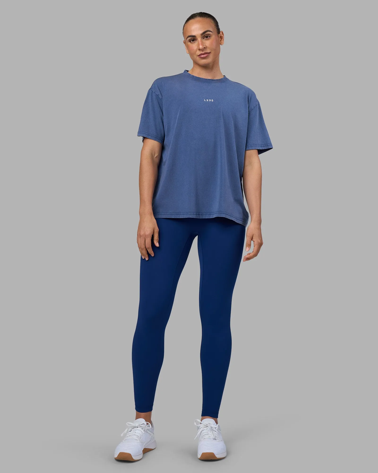 Go-To FLXCotton Oversized Tee - Midnight Blue Washed-White sold by LSKD product image thumbnail 4