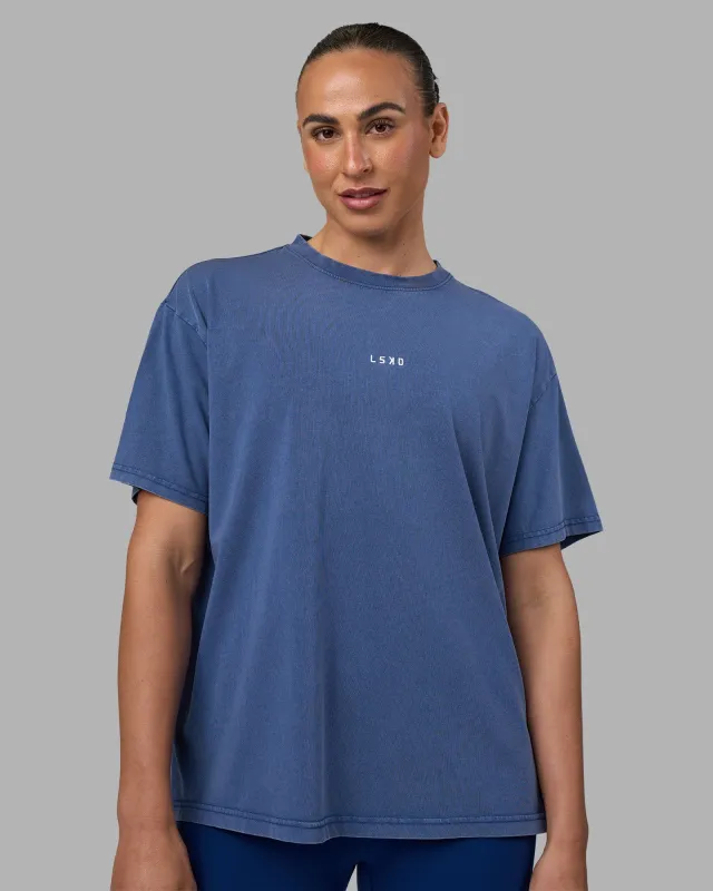 Go-To FLXCotton Oversized Tee - Midnight Blue Washed-White sold by LSKD