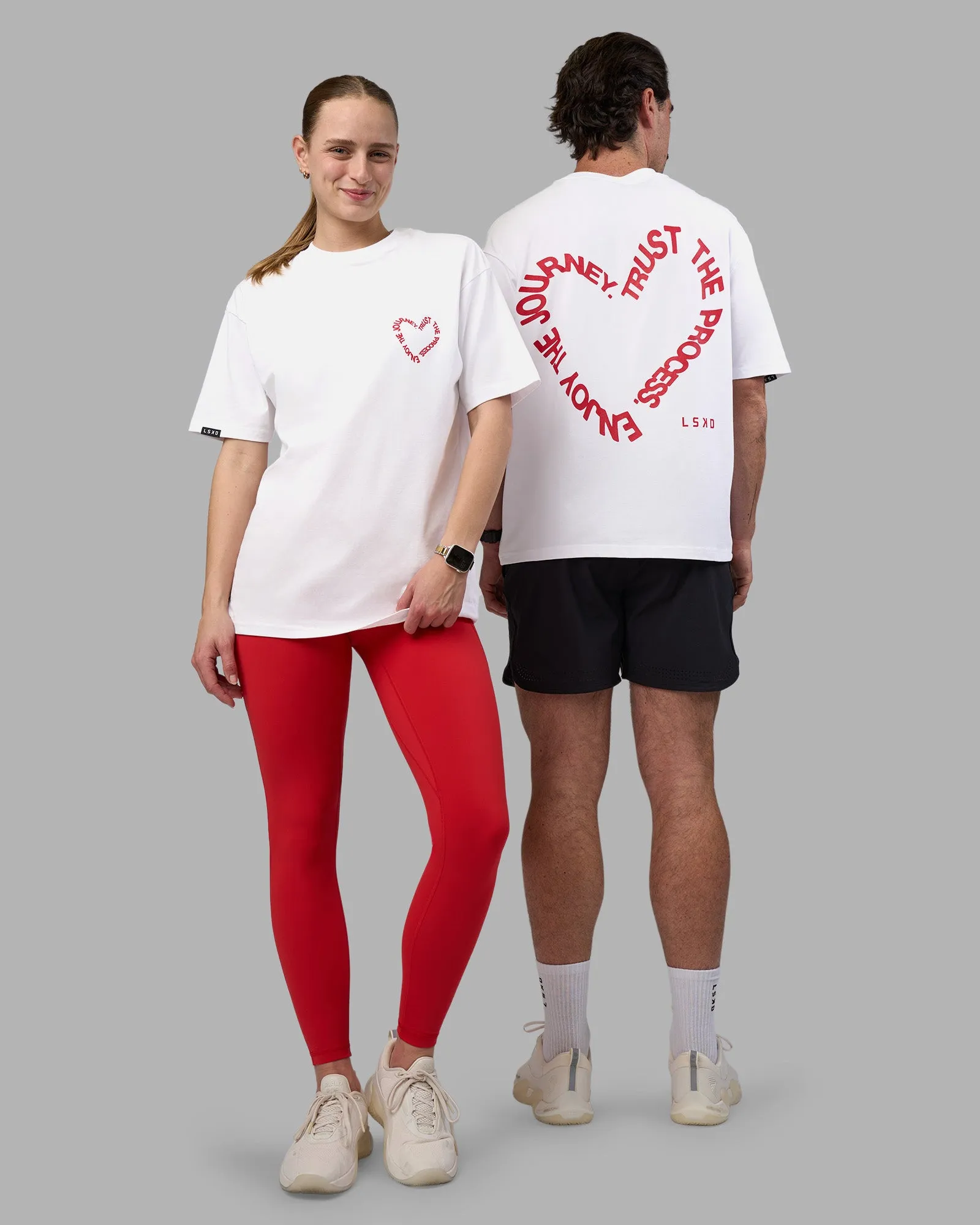 Love The Process FLXCotton Oversize Tee - White-Scarlet sold by LSKD