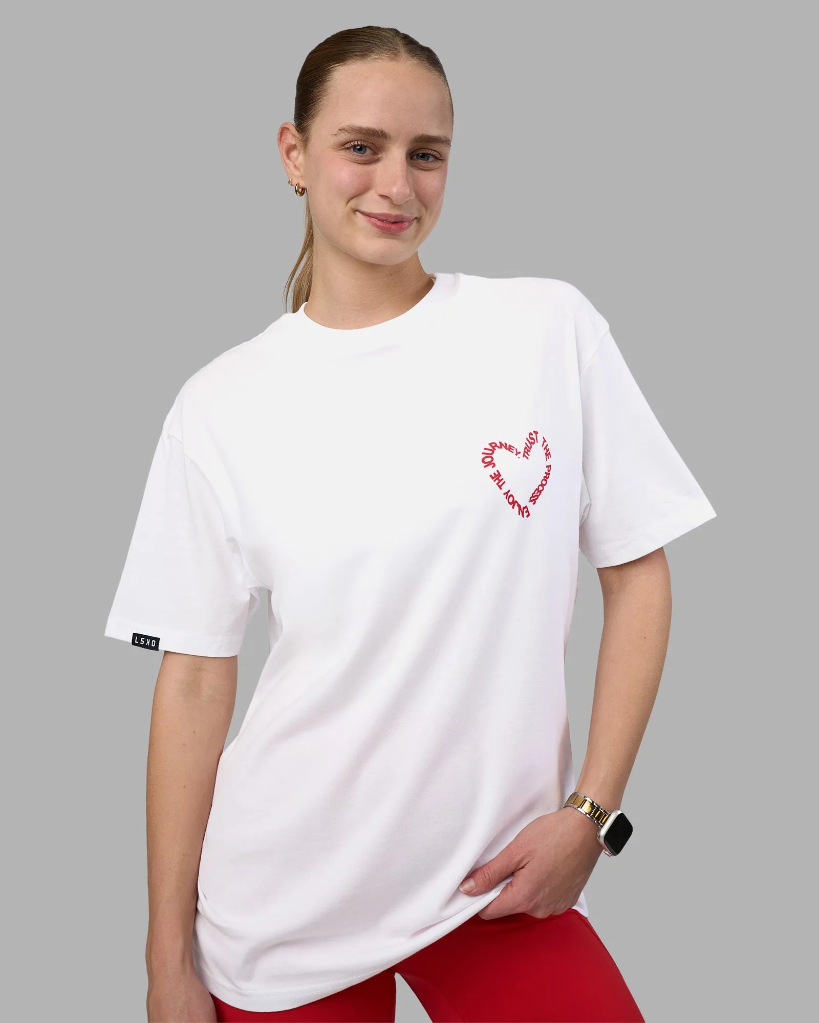 Love The Process FLXCotton Oversize Tee - White-Scarlet sold by LSKD product image thumbnail 4