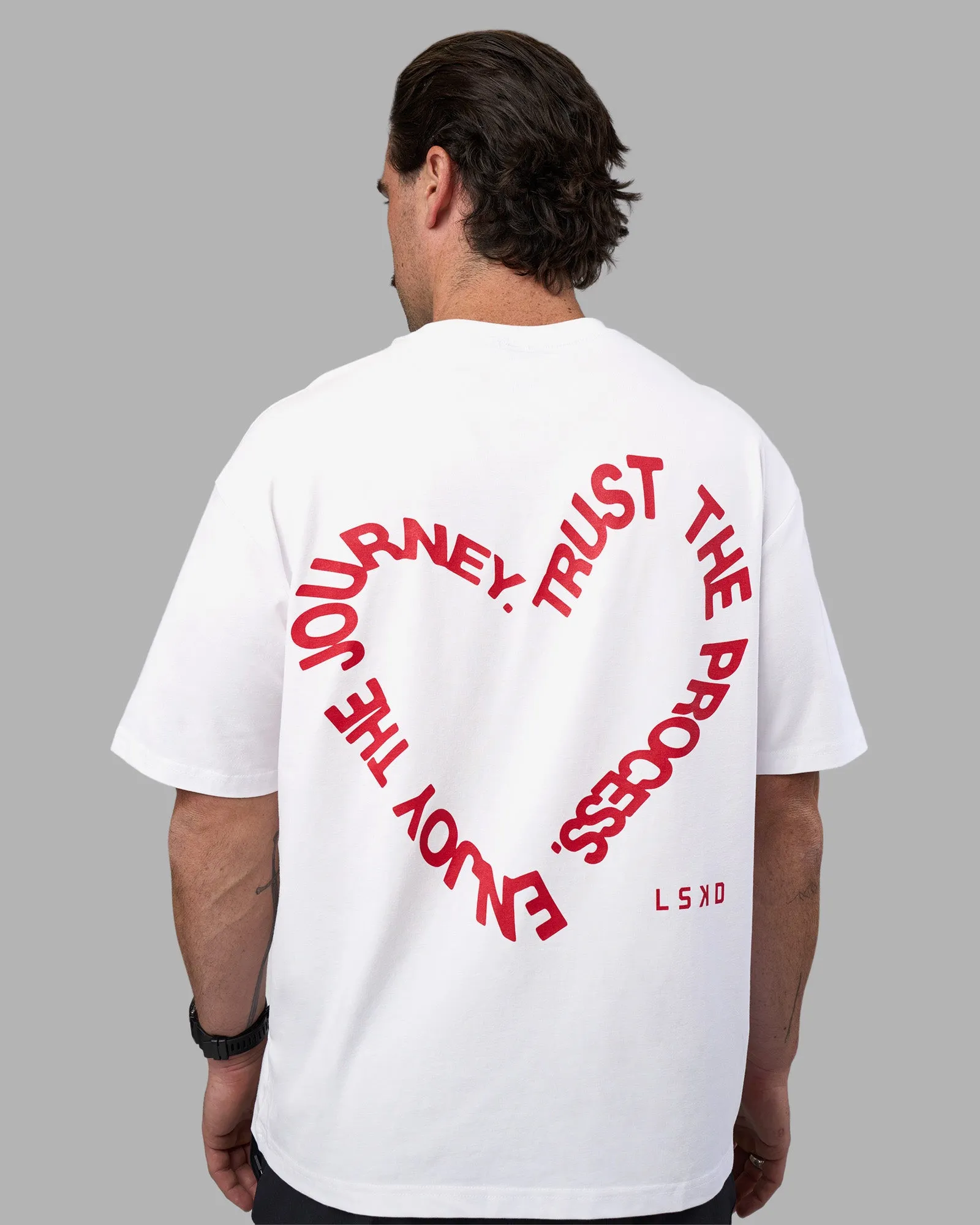 Love The Process FLXCotton Oversize Tee - White-Scarlet sold by LSKD product image thumbnail 2