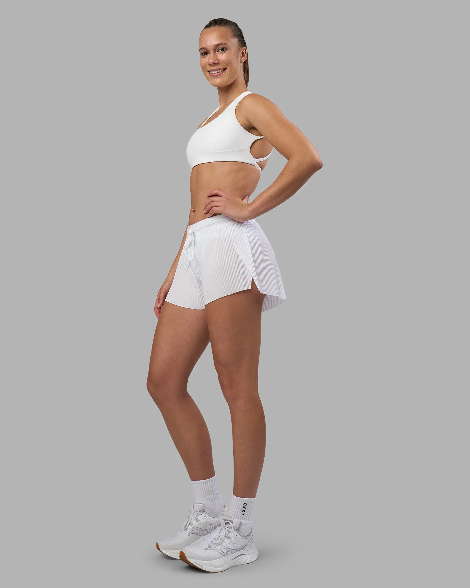 Accelerate 3" Pleated Mid-Rise Running Short - White sold by LSKD product image thumbnail 2