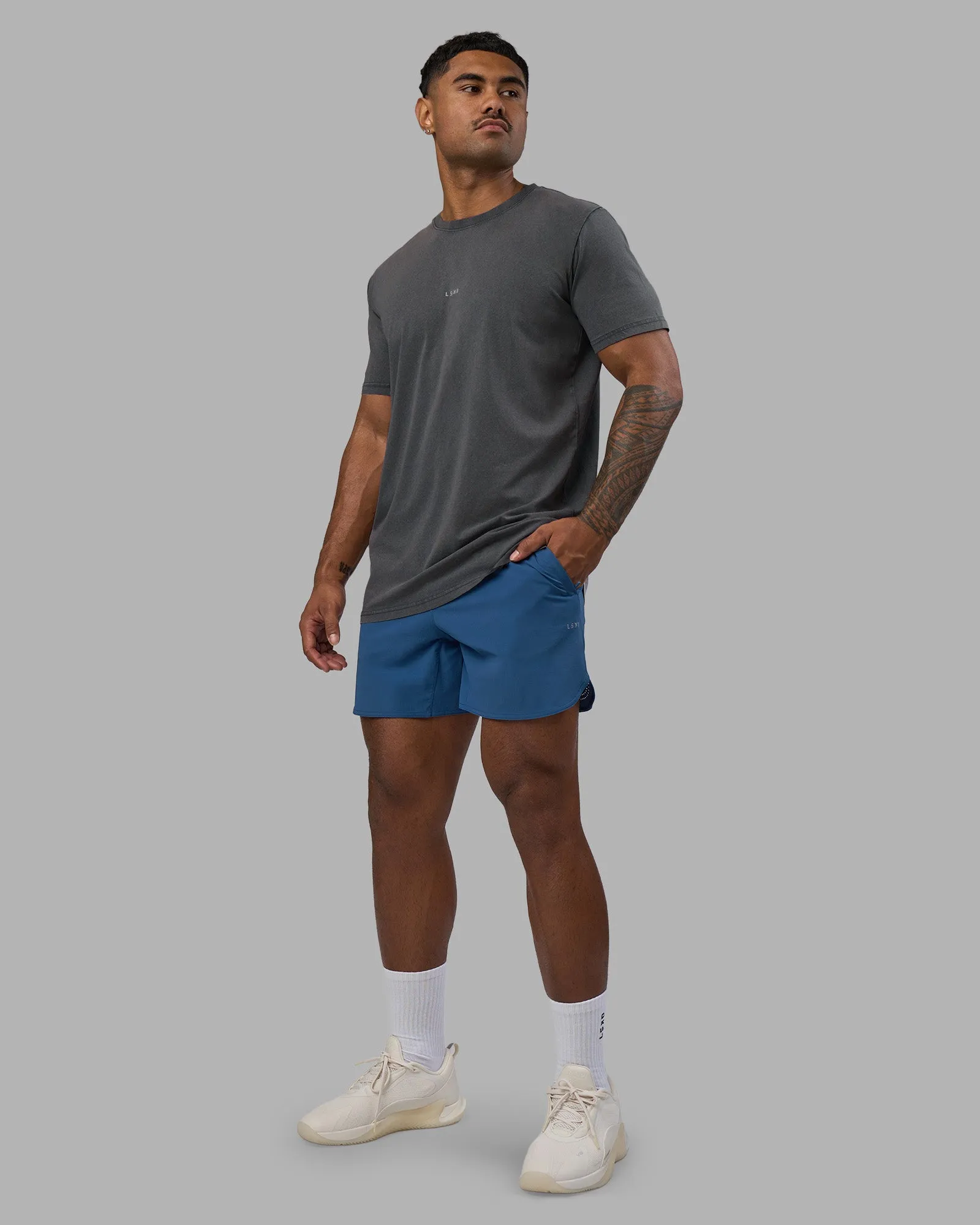 Base FLXCotton Tee - Dark Storm Washed sold by LSKD