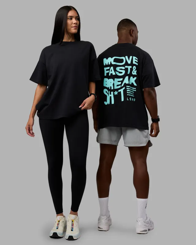 Move Fast Washed Heavyweight Tee Oversize - Black-Island Paradise sold by LSKD