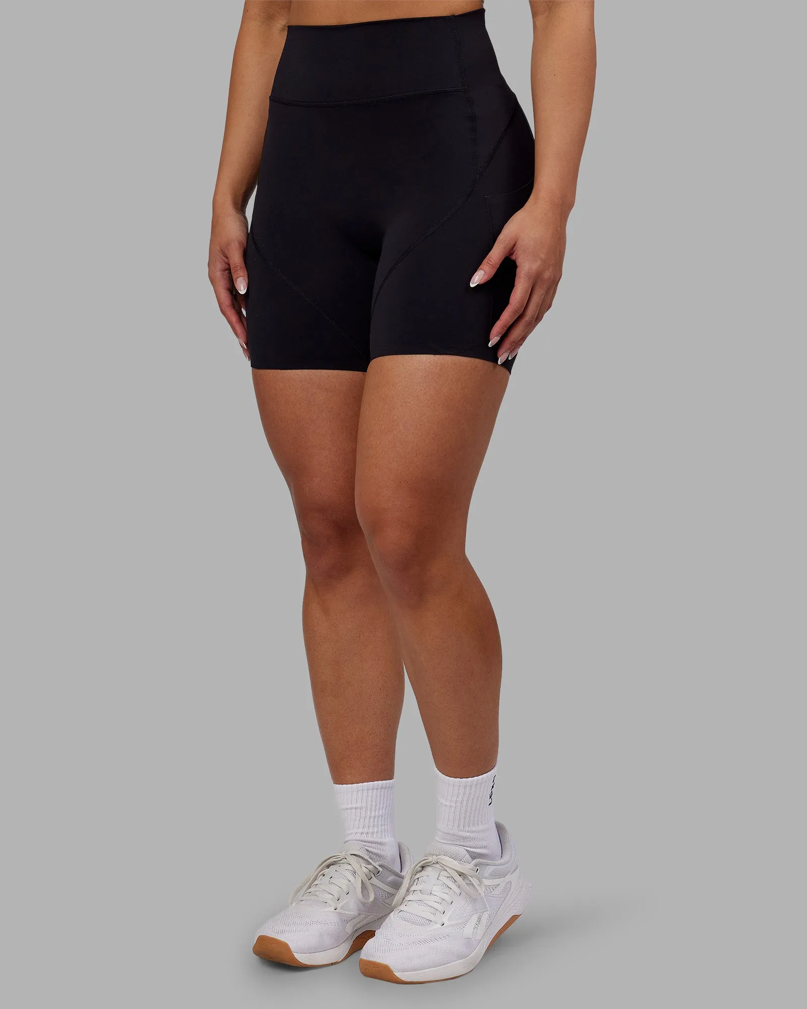 Rhythm Elixir Ultra High-Rise 6" Short Pockets - Black sold by LSKD