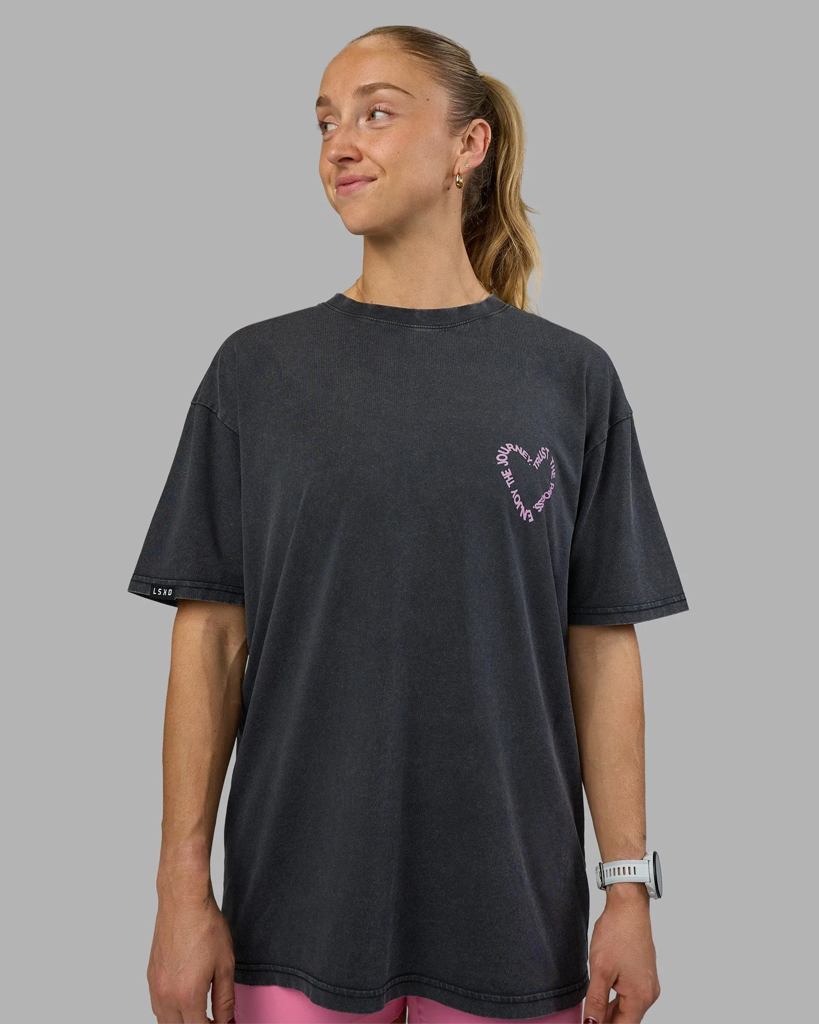 Love The Process FLXCotton Oversize Tee - Black Washed-Bubblegum sold by LSKD product image thumbnail 4