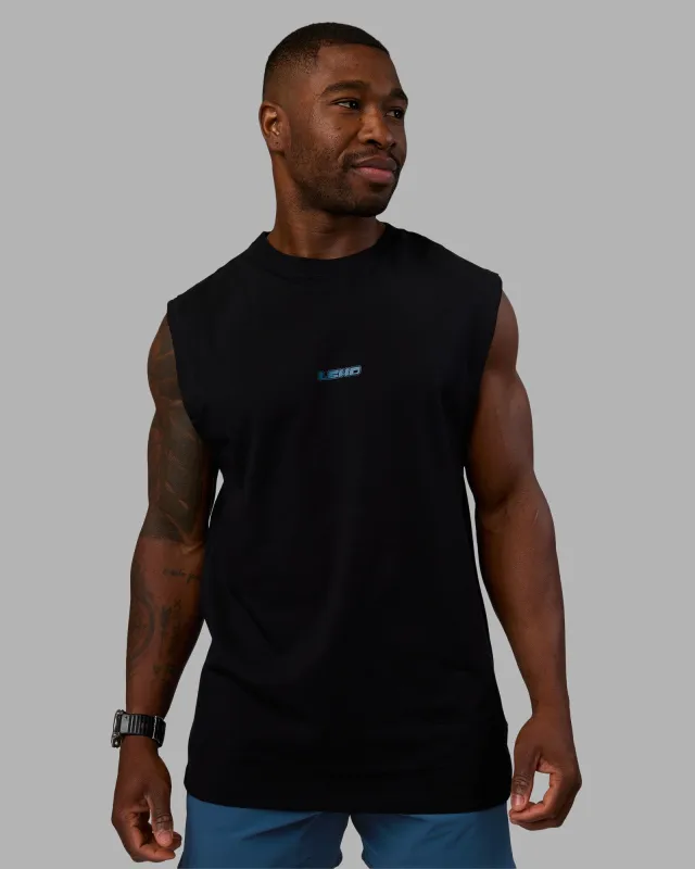 Lifting Heavyweight FLXCotton Tank - Black-Blue Coral sold by LSKD