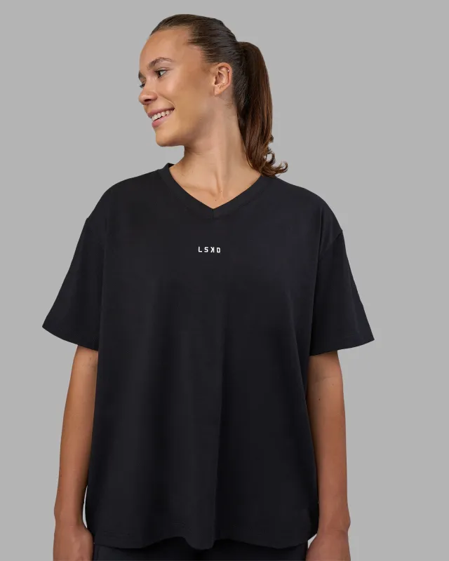 Go-To V-Neck FLXCotton Oversized Tee - Black-White sold by LSKD