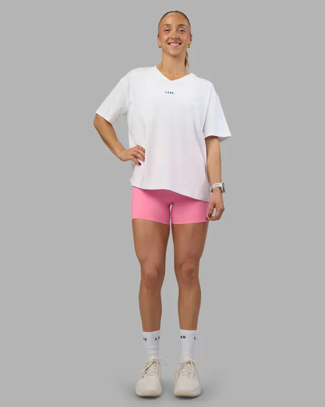 Go-To V-Neck FLXCotton Oversized Tee - White-Black sold by LSKD