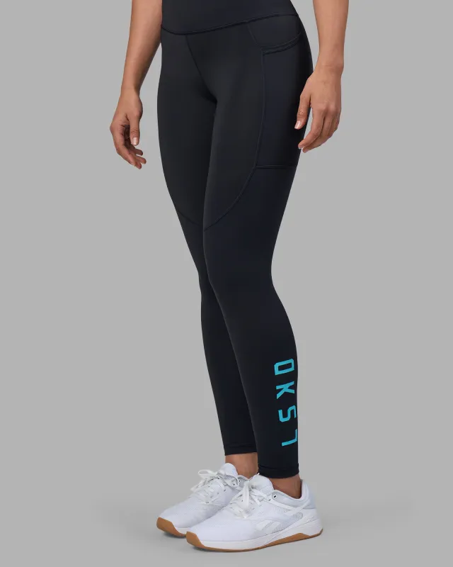 Rep Ultra High-Rise Full Length Legging Pockets - Black-Blue Atoll sold by LSKD