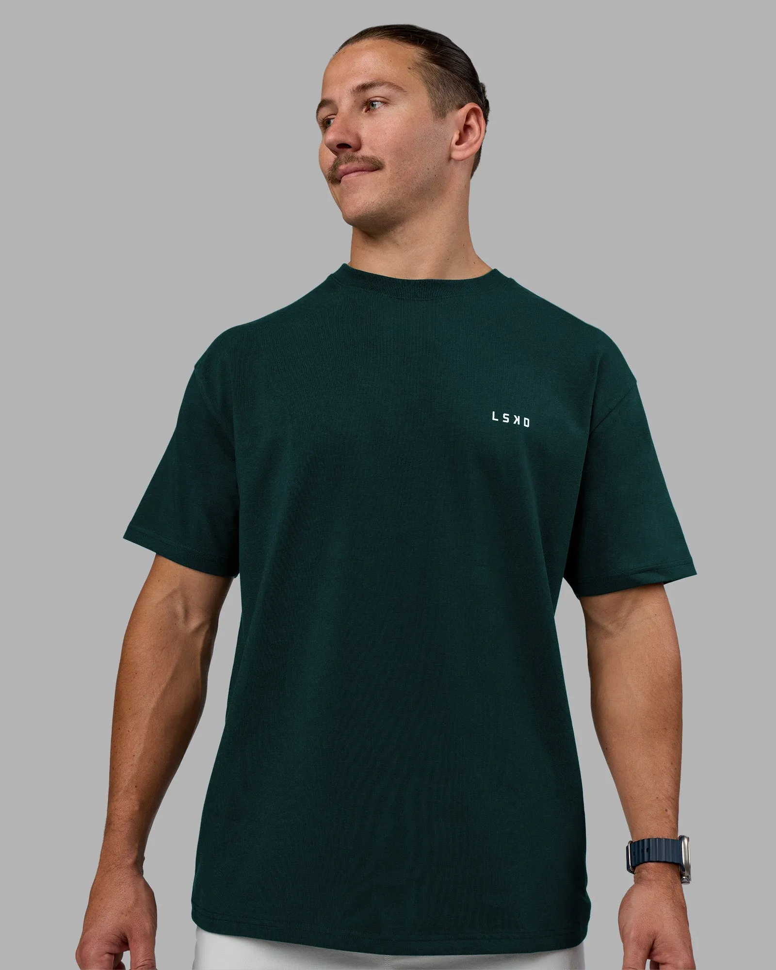 Think Strong Heavyweight FLXCotton Tee Oversize - Dark Moss-Off White sold by LSKD product image thumbnail 2
