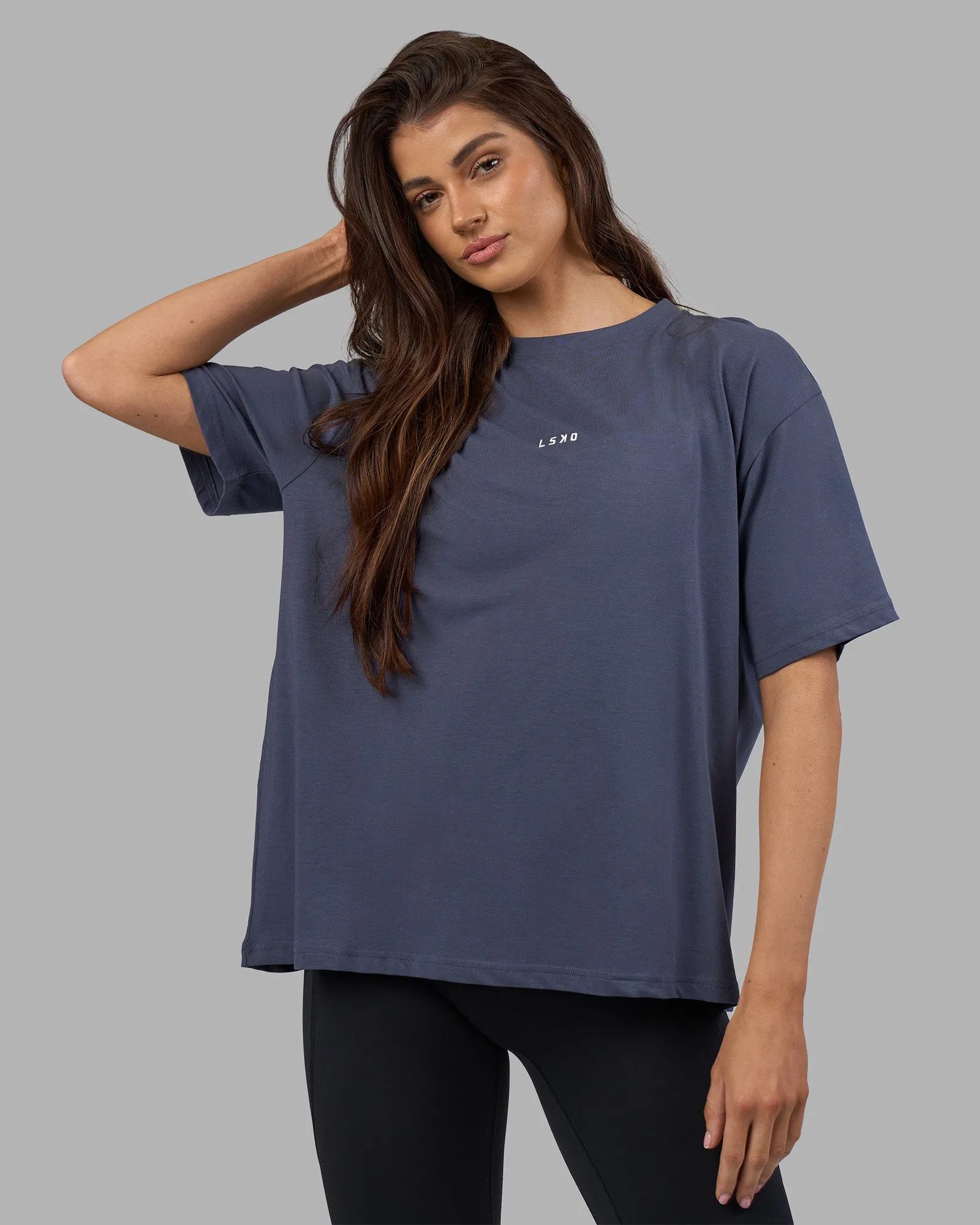 Go-To FLXCotton Oversized Tee - Night Shadow-White sold by LSKD