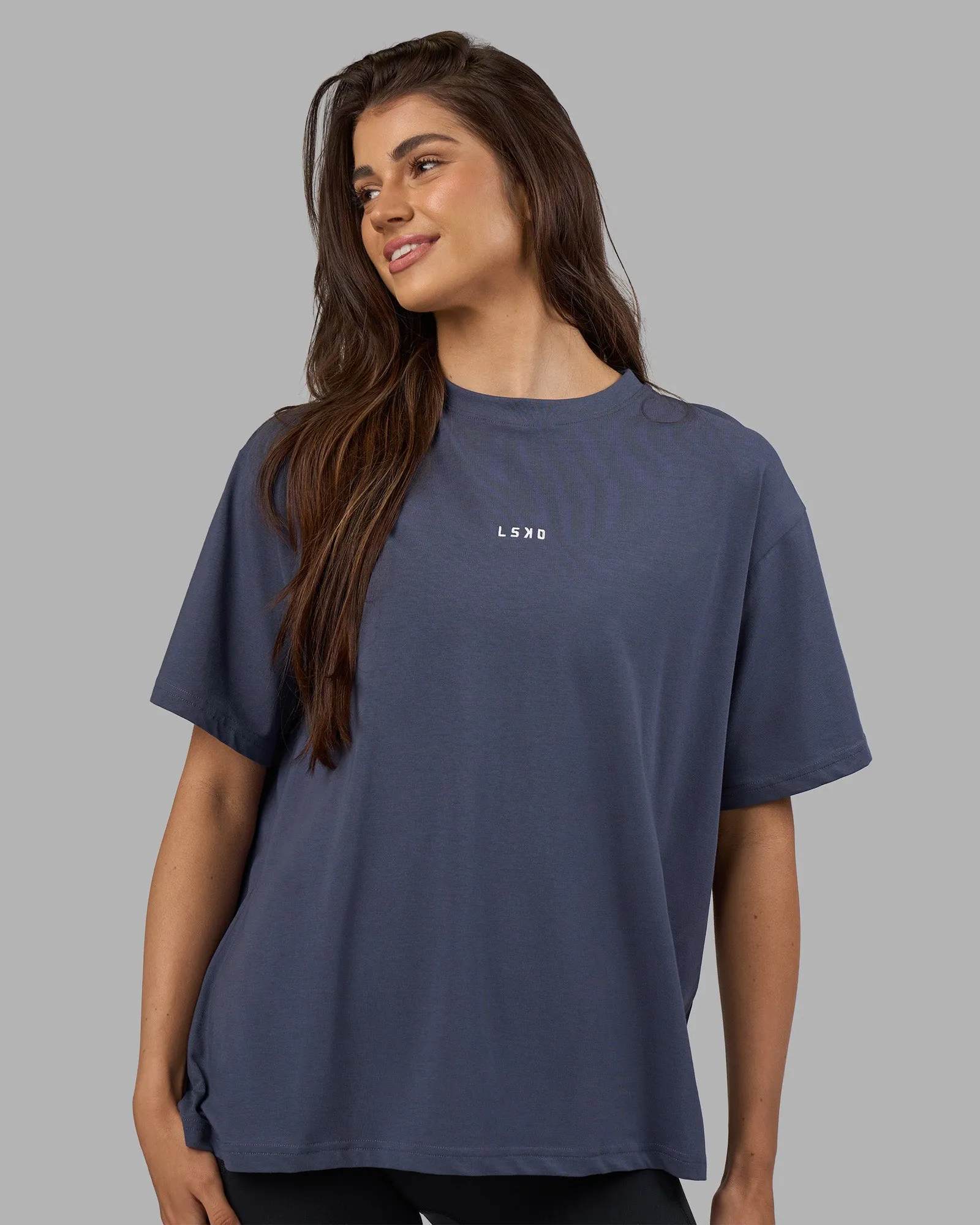 Go-To FLXCotton Oversized Tee - Night Shadow-White sold by LSKD product image thumbnail 4