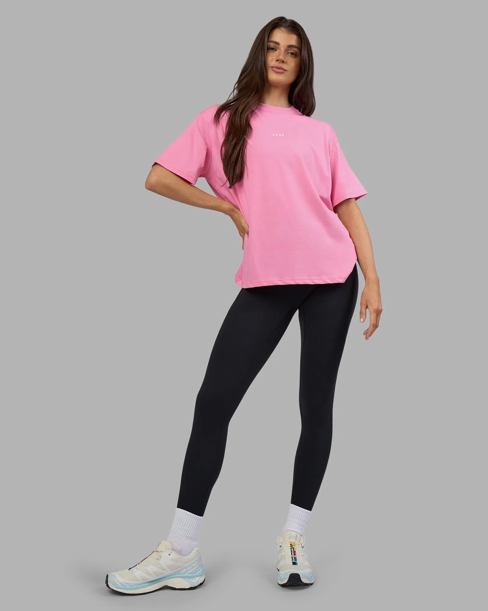 Go-To FLXCotton Oversized Tee - Candy Pink-White sold by LSKD