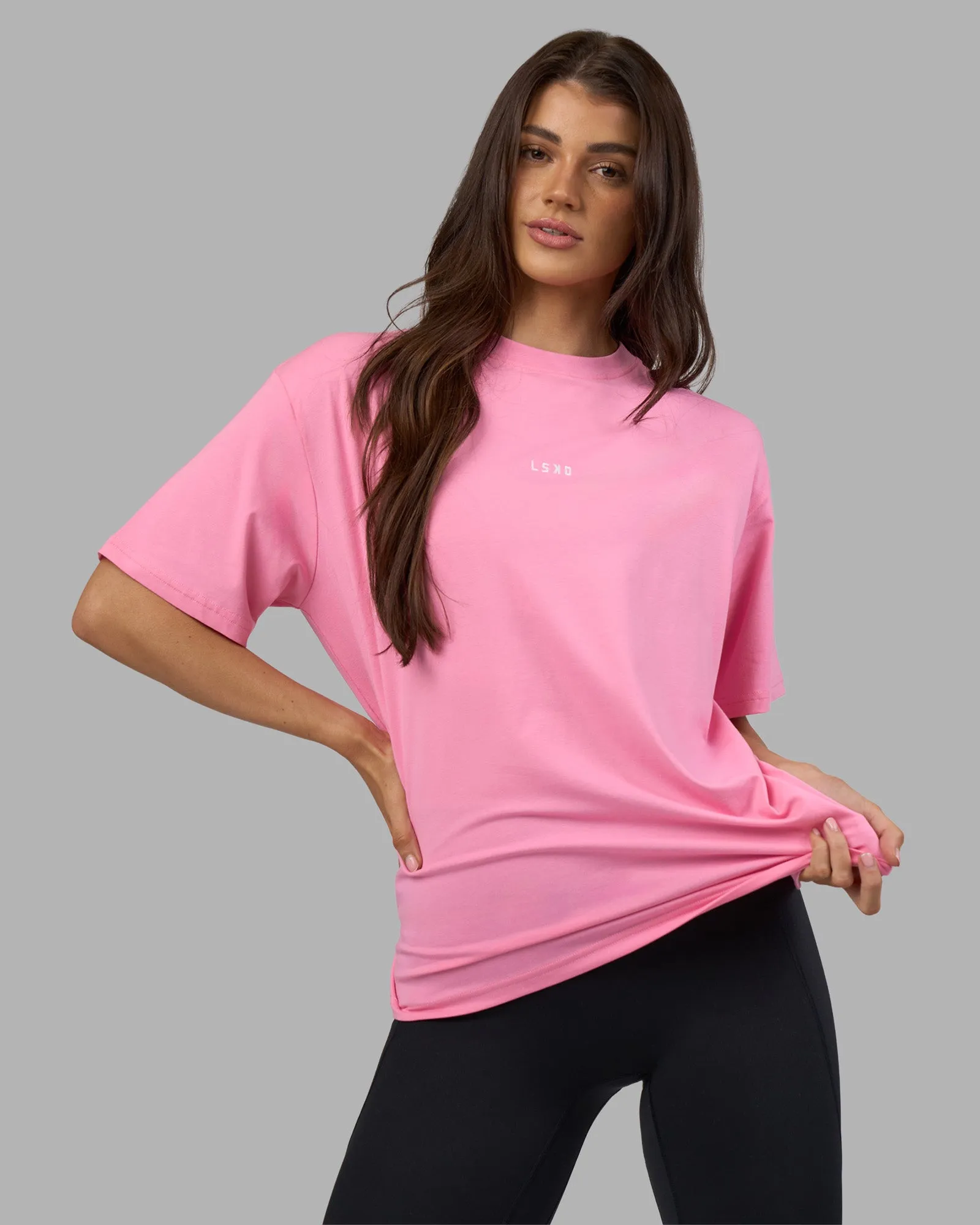 Go-To FLXCotton Oversized Tee - Candy Pink-White sold by LSKD product image thumbnail 2