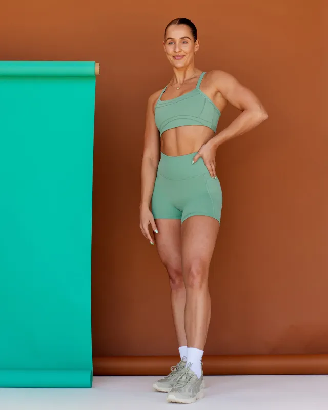 Abs Fusion High-Rise 4" Short Pockets - Matcha Green sold by LSKD