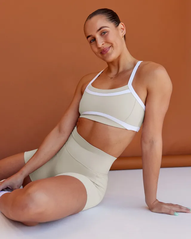 Abs Ignite Sports Bra - Shale Beige-White sold by LSKD