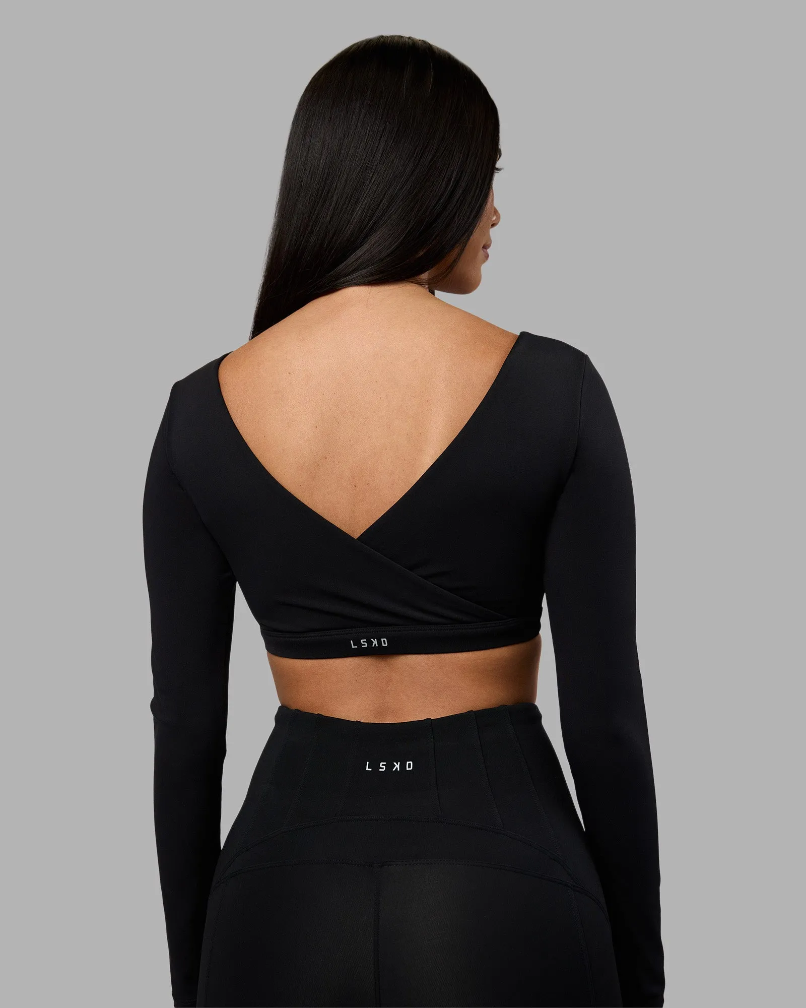 Aria Long Sleeve Sports Bra - Black sold by LSKD product image thumbnail 2