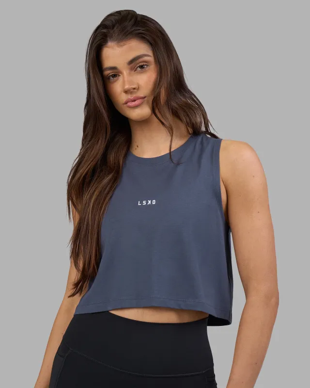 Go-To FLXCotton Tank - Night Shadow-White sold by LSKD